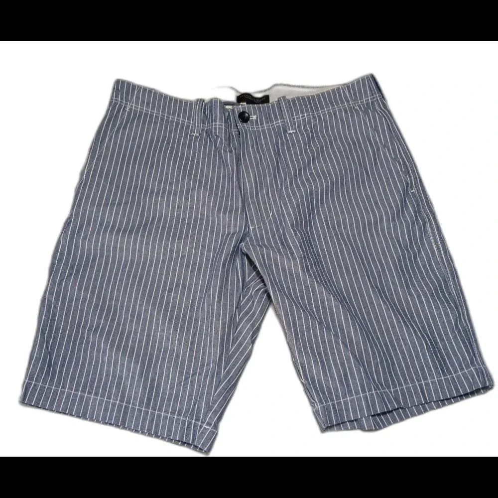 Banana Republic Vintage Straight Pin Striped Comet Blue Shorts Size 34